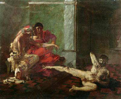 Locusta testing poison on a slave